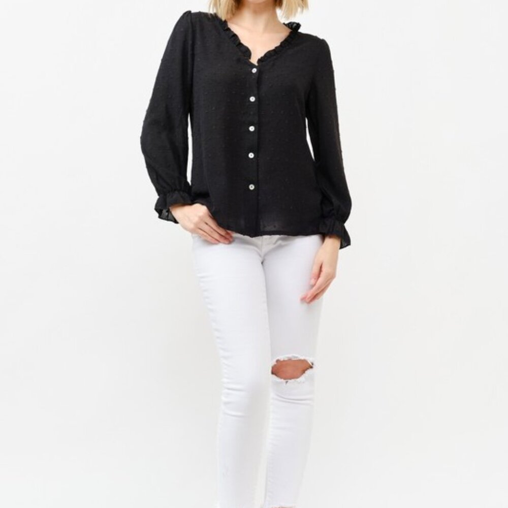 nwt And The Why Polka Dot Ruffle‎ Detailed Blouse Top - Picture 3 of 11